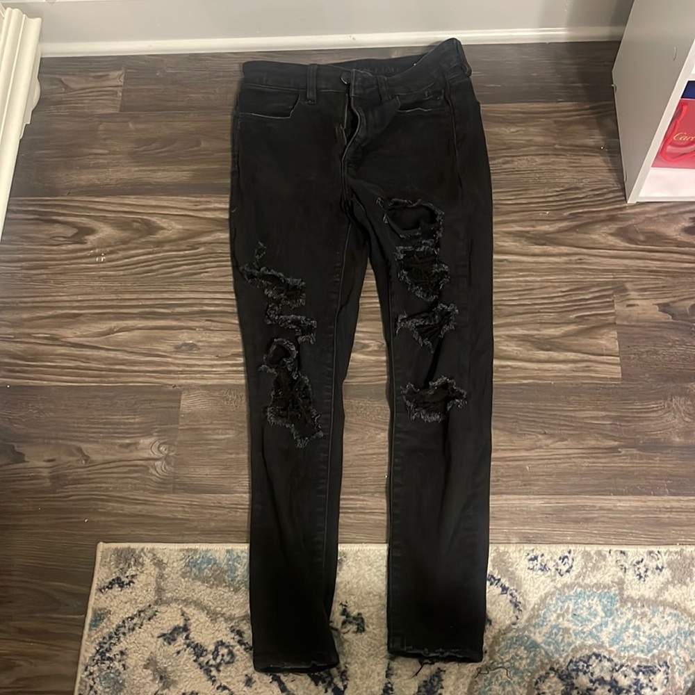 American Eagle Next Level Stretch High Rise Black Denim Jeans Size 6